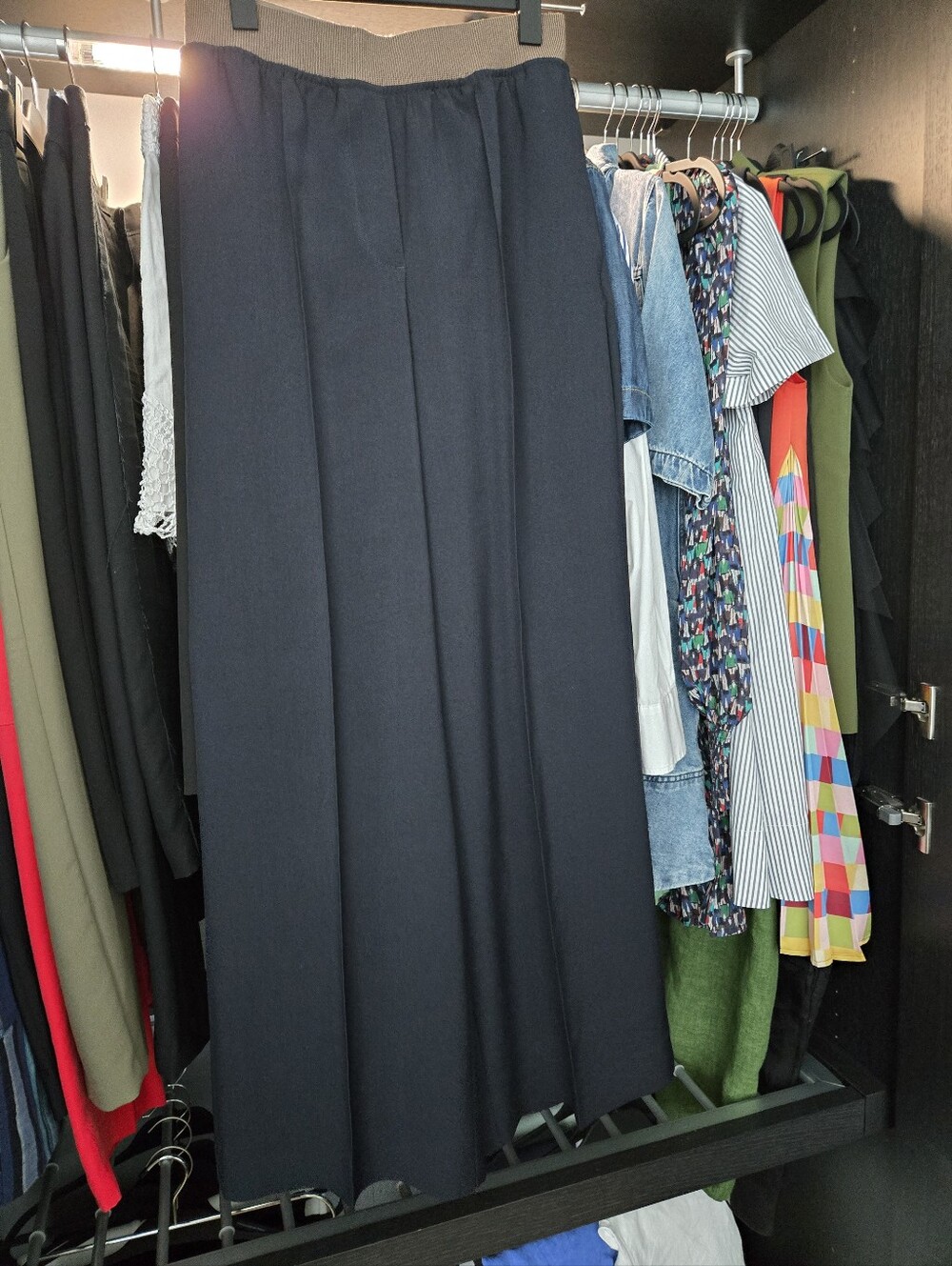 Reiss Navy Maxi Skirt with Pleated Panels